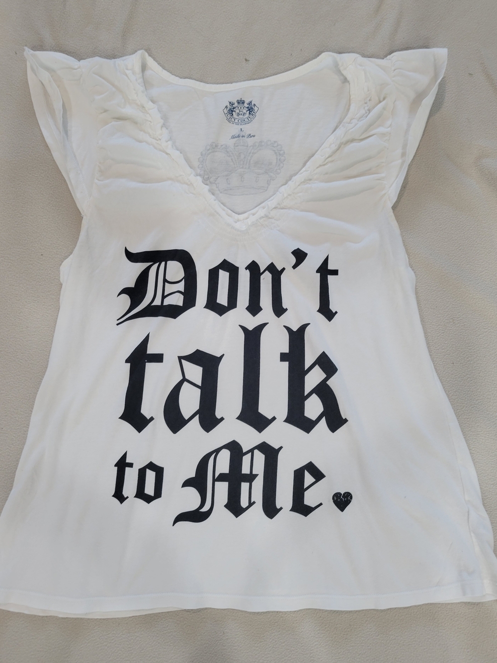 JUICY COUTURE White Graphic V-Neck Women's Tank Top - "Don't Talk to Me"